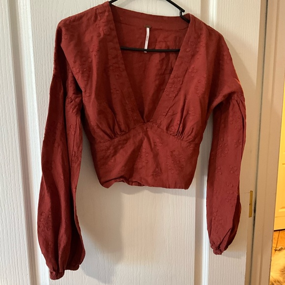 Free People Rust colored Long sleeve shirt Size Small - Picture 1 of 6
